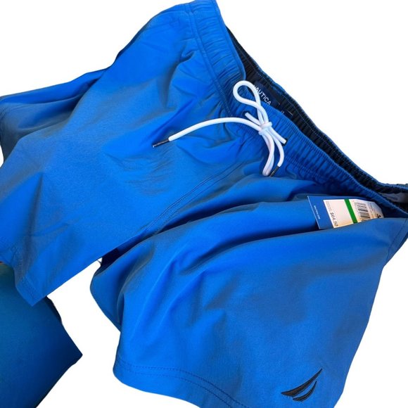 NAUTICA Large Solid Swim Trunks Shorts Color SpinnerBlue - Picture 3 of 6